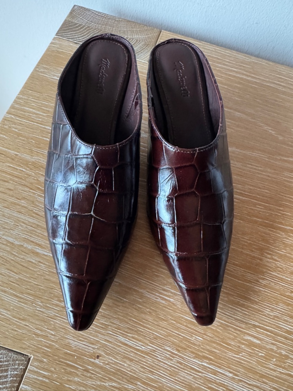 NWOB MADEWELL Women’s The Emilie Heeled Mule Chocolate Raisin Croc Size 7 - Picture 4 of 16